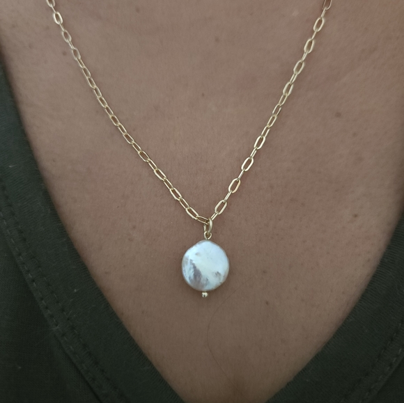 Gold-filled coin pearl necklace - Picture 5 of 5